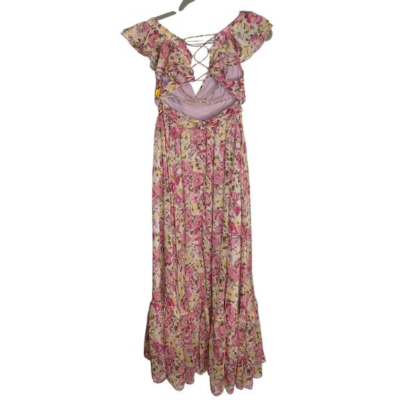 ASTR the Label Primrose Maxi Dress Lace Up Back Floral Fairy Cottage Spring XS - Picture 8 of 13